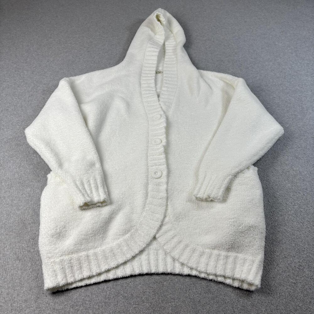 UGG Sweater Women Large White Hooded Button Fuzzy Cozy Loungewear Comfortable
